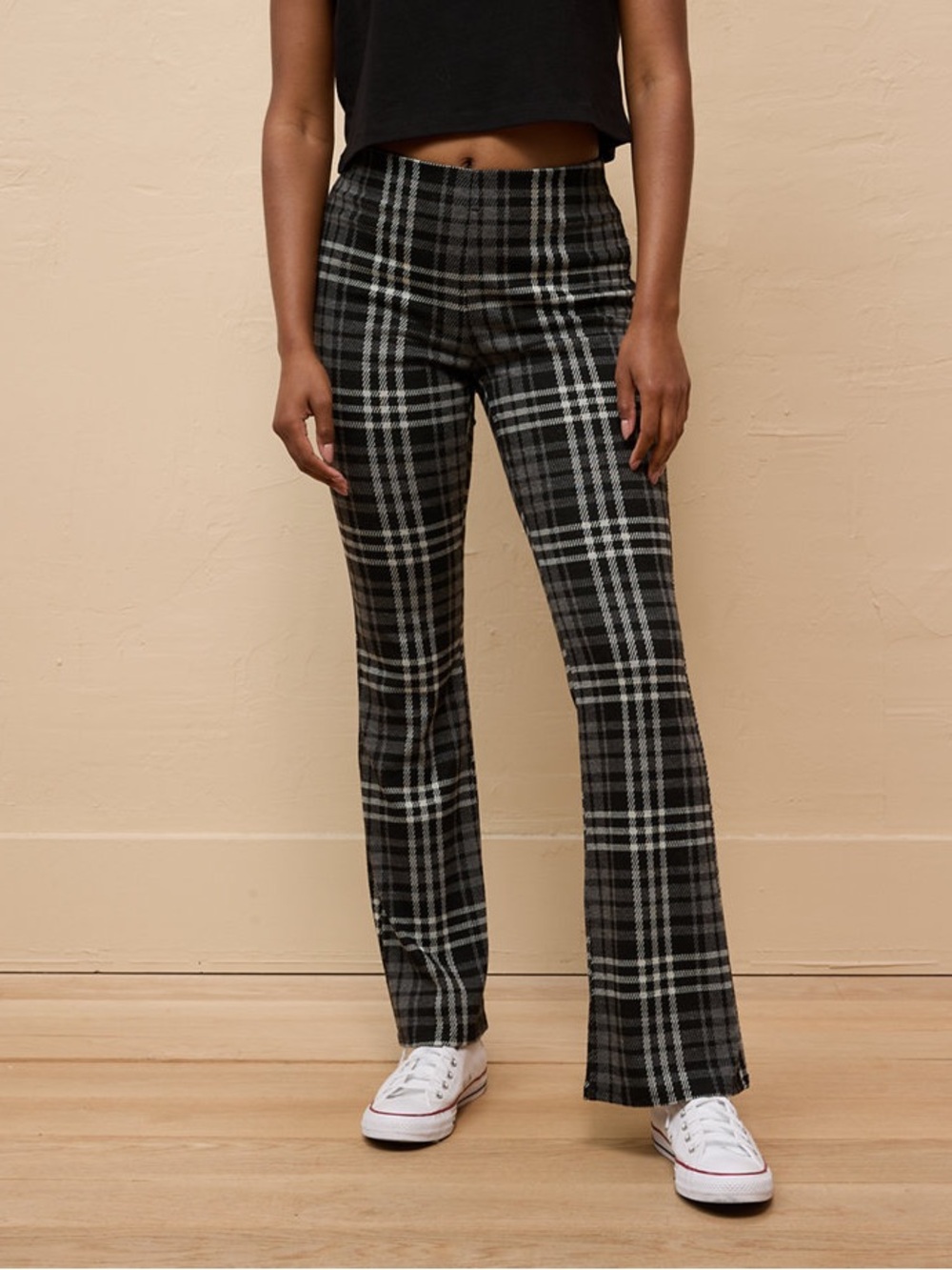 🤍AE Plaid Knit Pull On High Waisted Pants